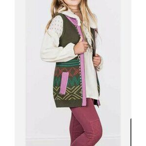 MATILDA JANE Big Idea Make Believe Sweater Vest Tween Size 16 Green Lavender